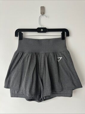 Gymshark Women’s Vital Seamless 2.0 2 in 1 Shorts Smokey Grey Marl B2A5G Size M
